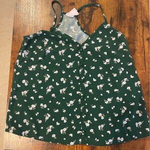 Floral Green Sleeveless Top